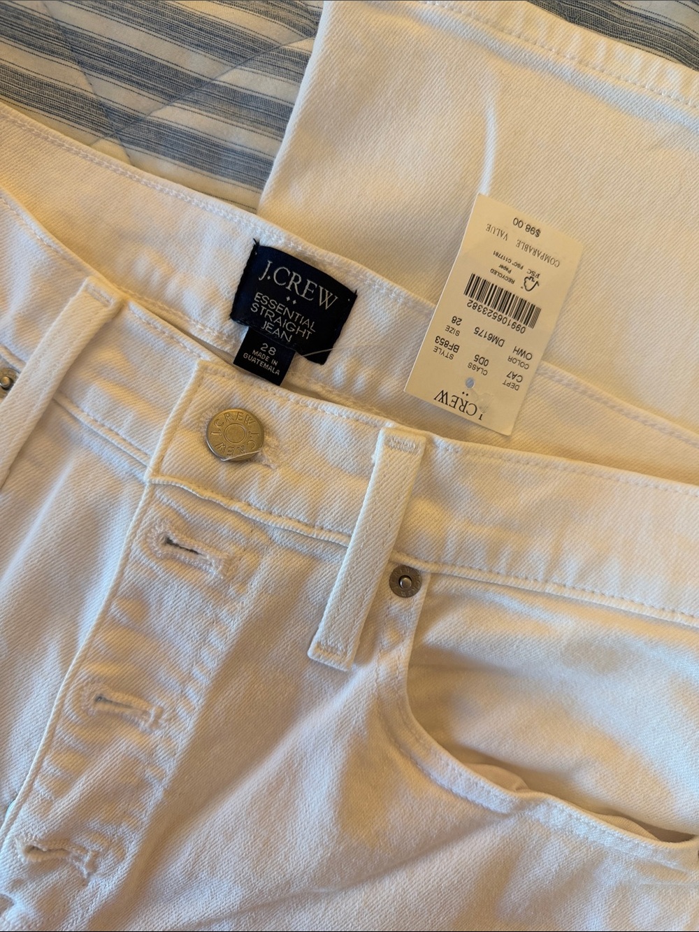 J. Crew White High-Rise Essential Straight Jeans